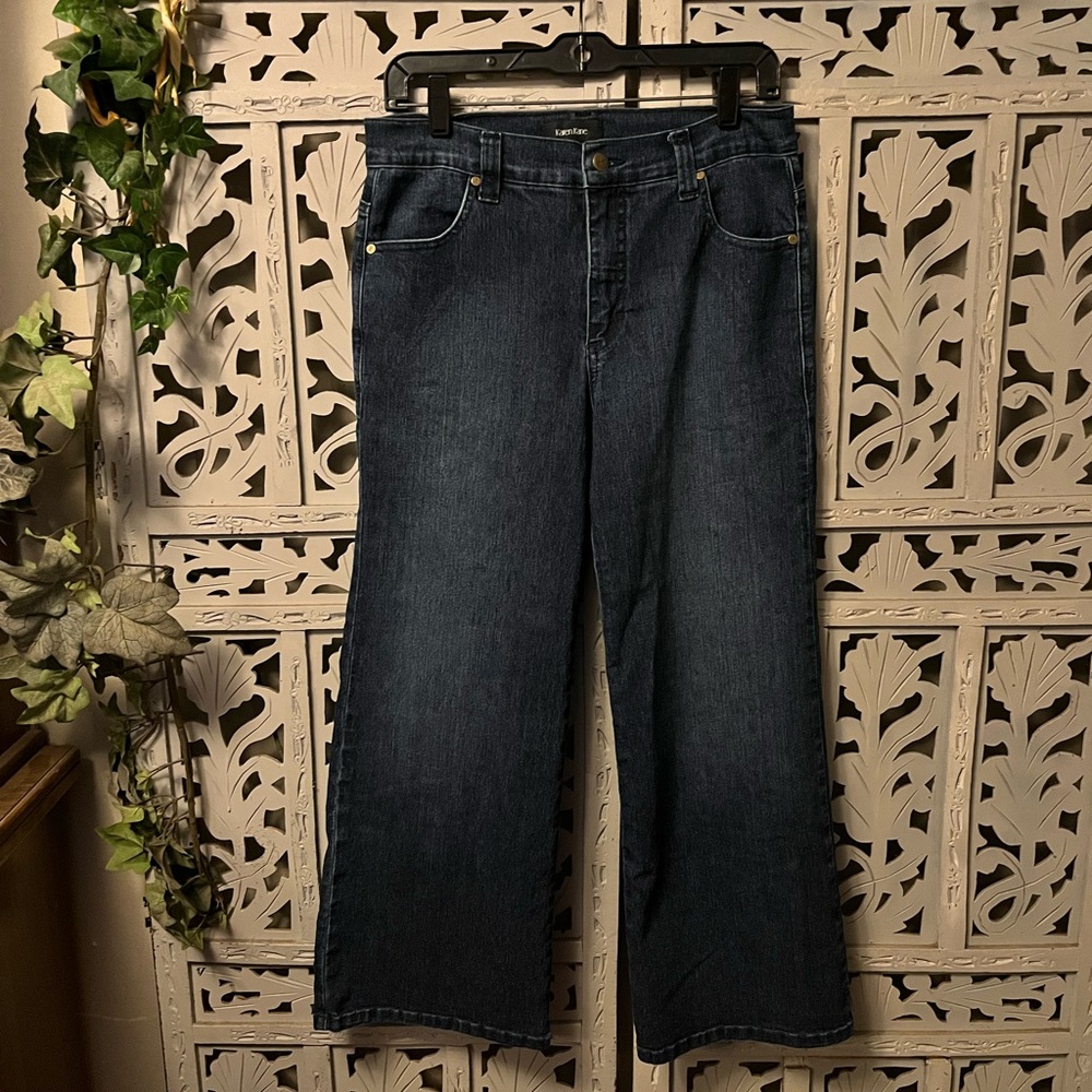 NWOT! KAREN KANE CONTEMPORARY INDIGO BLUE WIDE LEG CROPPED JEANS
